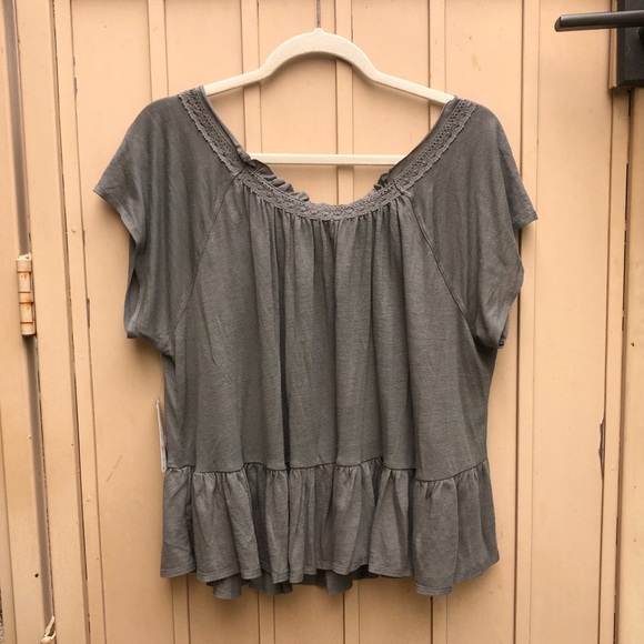 Free People Olive Button Down Top - Picture 3 of 8